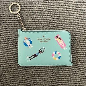 Kate Spade turquoise blue beach Wallet with keychain